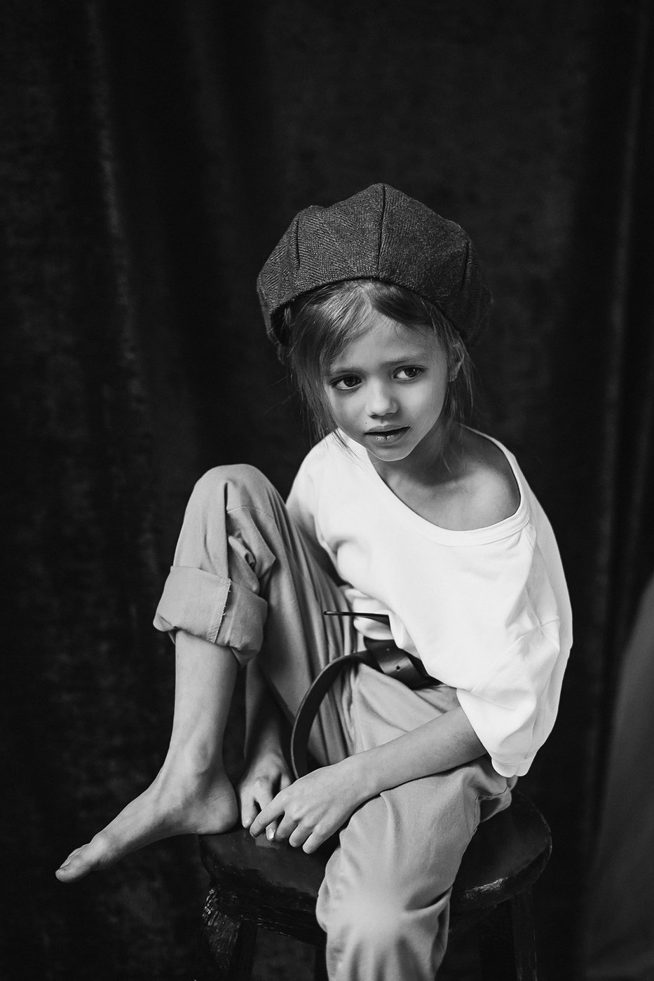 Дитячий портрет, чорно-біла фотографія